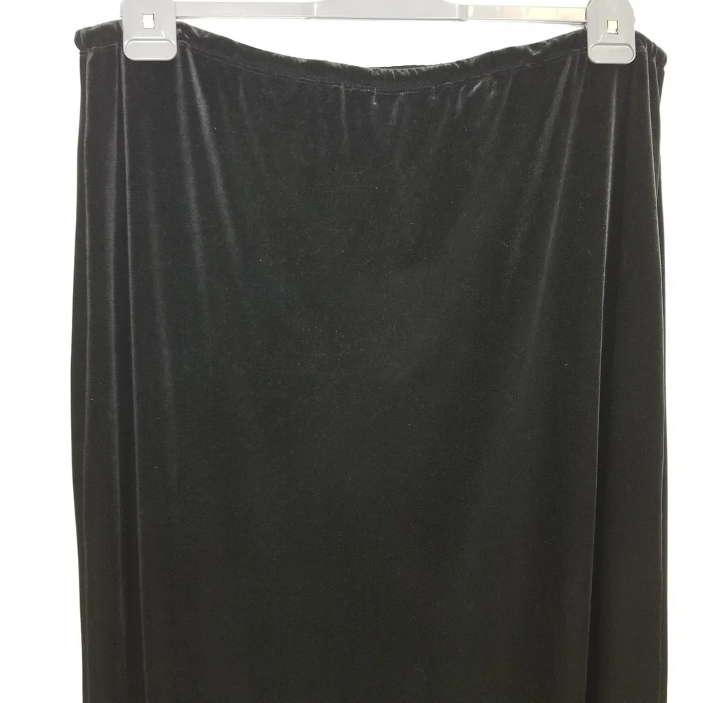 Jones New York Sport Women Plus Velour‎ Maxi Skirt Sz 3X Black Straight Pull On